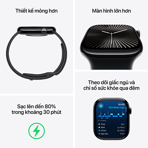 Apple Watch Series 10 Viền Titan Cellular 46mm Dây Cao Su S/M