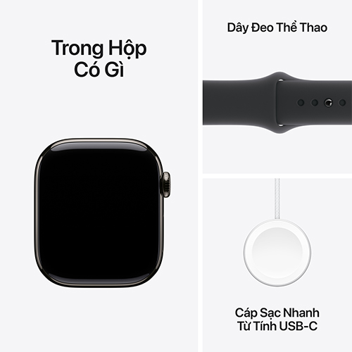 Apple Watch Series 10 Viền Titan Cellular 46mm Dây Cao Su S/M