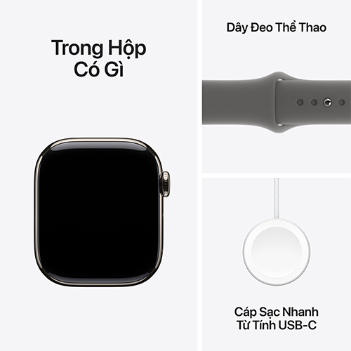 Apple Watch Series 10 Viền Titan Cellular 46mm Dây Cao Su S/M