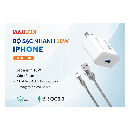 Bộ củ cáp Vivumax FI300 18W Lightning