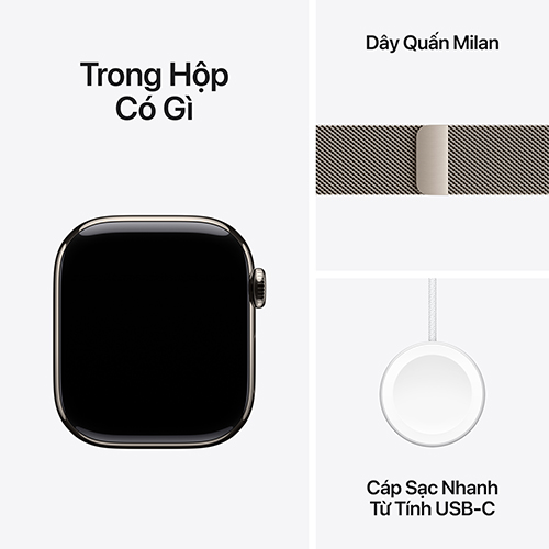 Apple Watch Series 10 Viền Titan Dây Milanese Loop Cellular 46mm