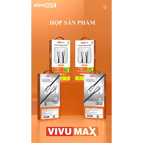 Cáp sạc nhanh Vivumax CI16 C to Lightning 30W