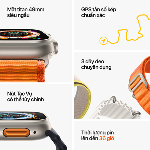 Apple Watch Ultra viền Titanium dây Ocean Band 49mm