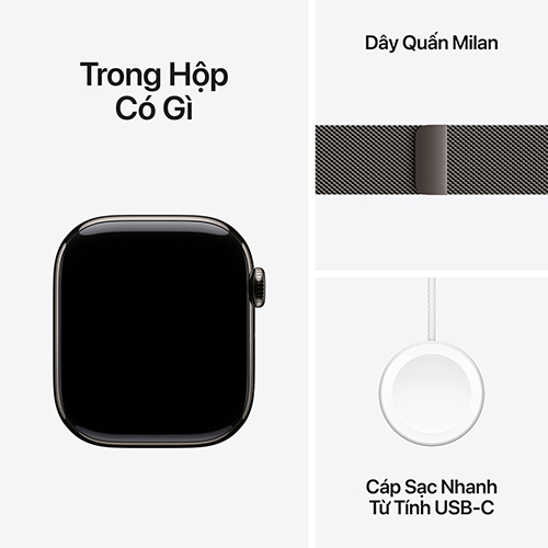 Apple Watch Series 10 Viền Titan Dây Milanese Loop Cellular 46mm