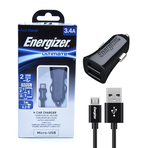 Sạc Energizer UL dùng cho ô tô Micro USB 3.4A 2 cổng– DCA2CUMC3